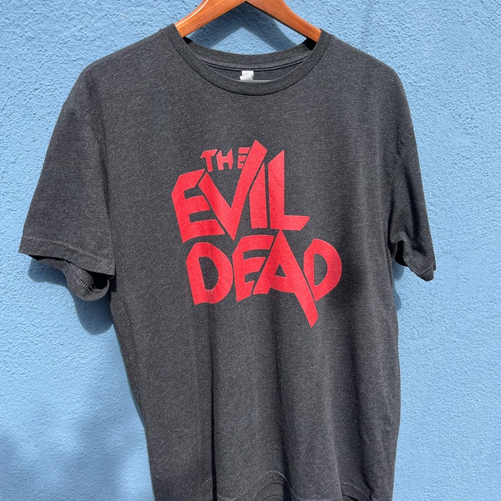 80s Horror movie Charcoal Tee with Bold Red Design